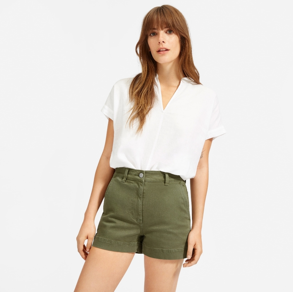 Everlane Cotton Twill Shorts Green 4